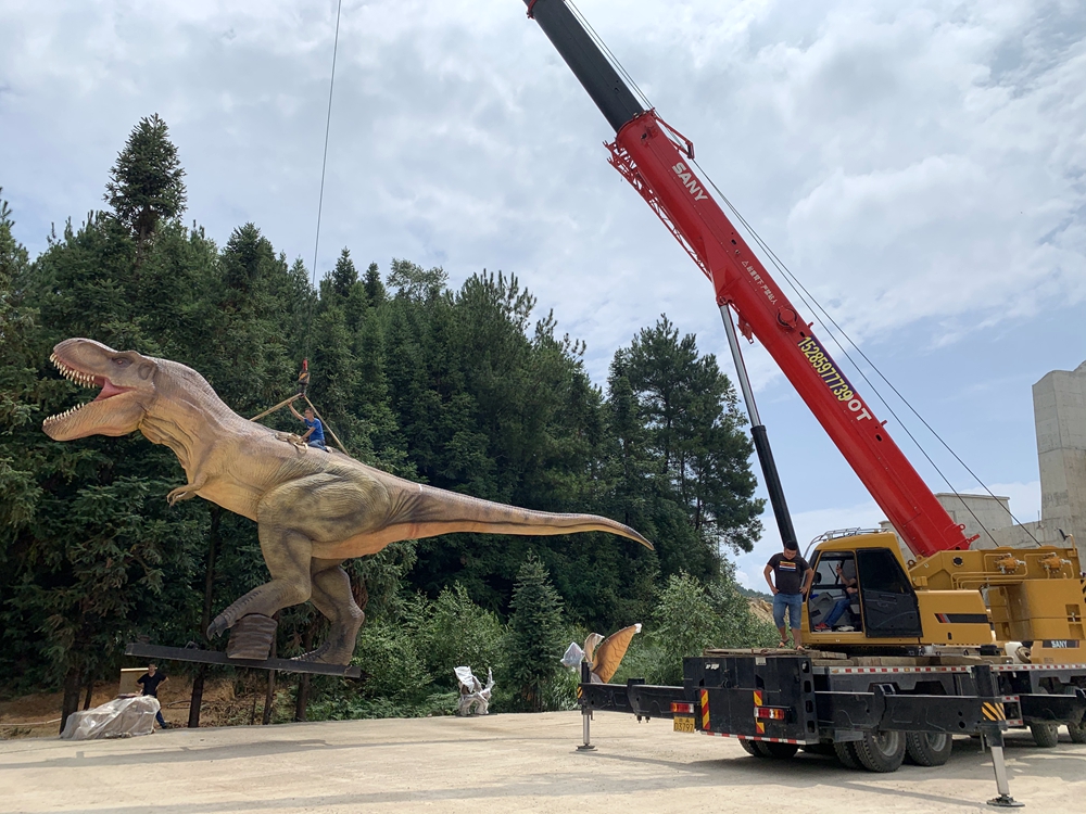 Hoisting Animatronic Dinosaurs with a Crane